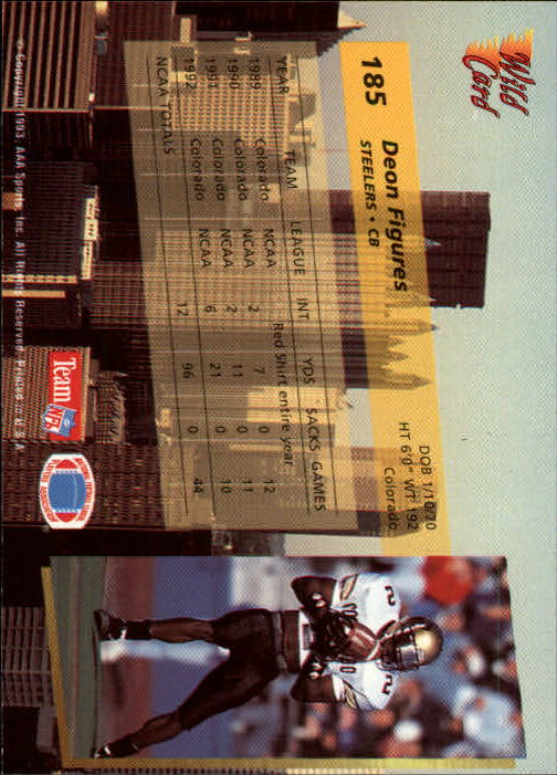 1993 Wild Card Football "Main Set" Base Cards - Picture 346 of 368