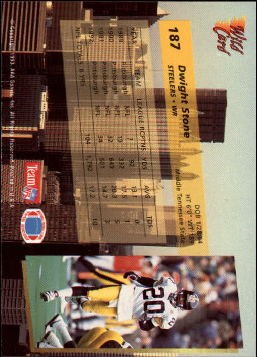 1993 Wild Card Football "Main Set" Base Cards - Picture 350 of 368