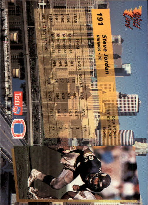 1993 Wild Card Football "Main Set" Base Cards - Picture 356 of 368