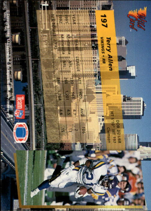 1993 Wild Card Football "Main Set" Base Cards - Picture 366 of 368