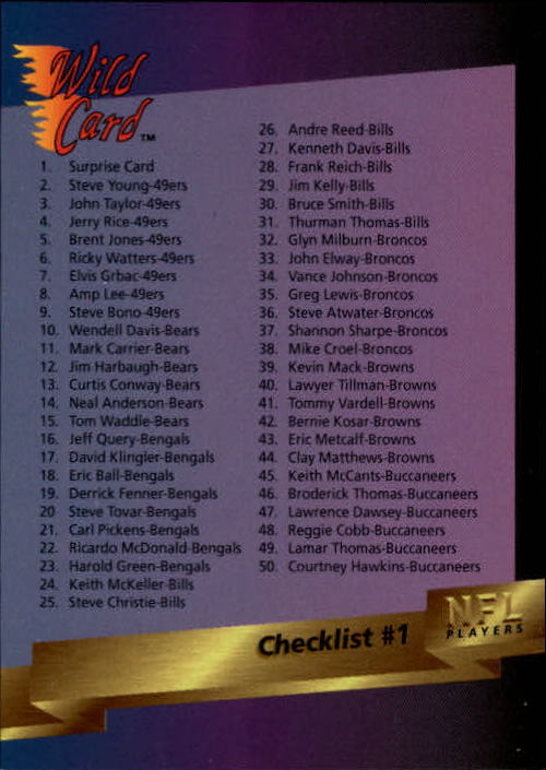 1993 Wild Card Football "Main Set" Base Cards - Picture 367 of 368
