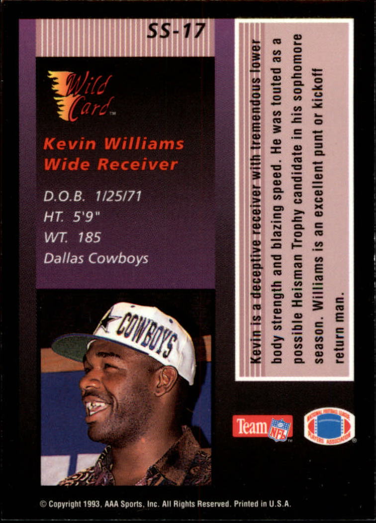 1993 Wild Card Stat Smashers Rookies #17 Kevin Williams WR back image