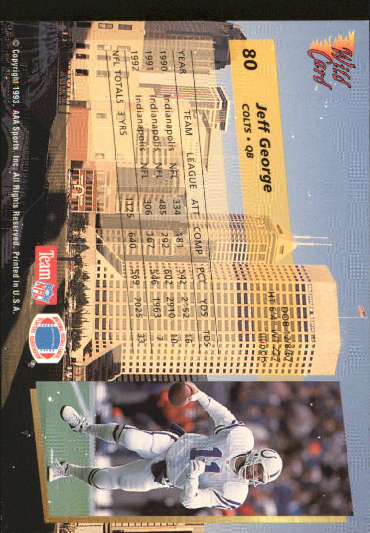 1993 Wild Card Superchrome #80 Jeff George back image