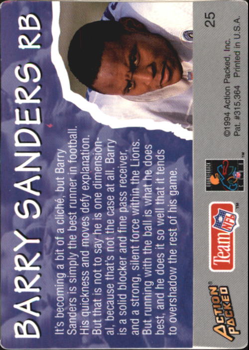 BARRY SANDERS 1994 Action Packed All Madden Team #25 DETROIT LIONS