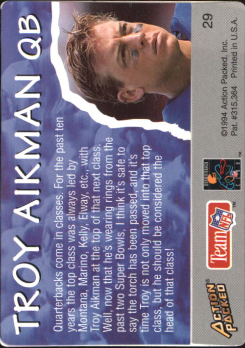 1994 Action Packed All-Madden #29 Troy Aikman back image