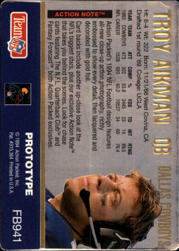 1994 Action Packed Football "Insert and Prototype" Cards - Picture 78 of 156