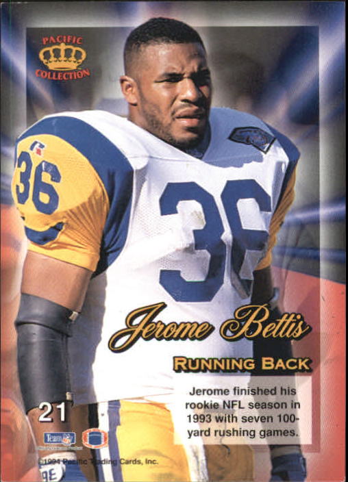 1994 Pacific Triple Folders Rookies and Stars #21 Jerome Bettis back image
