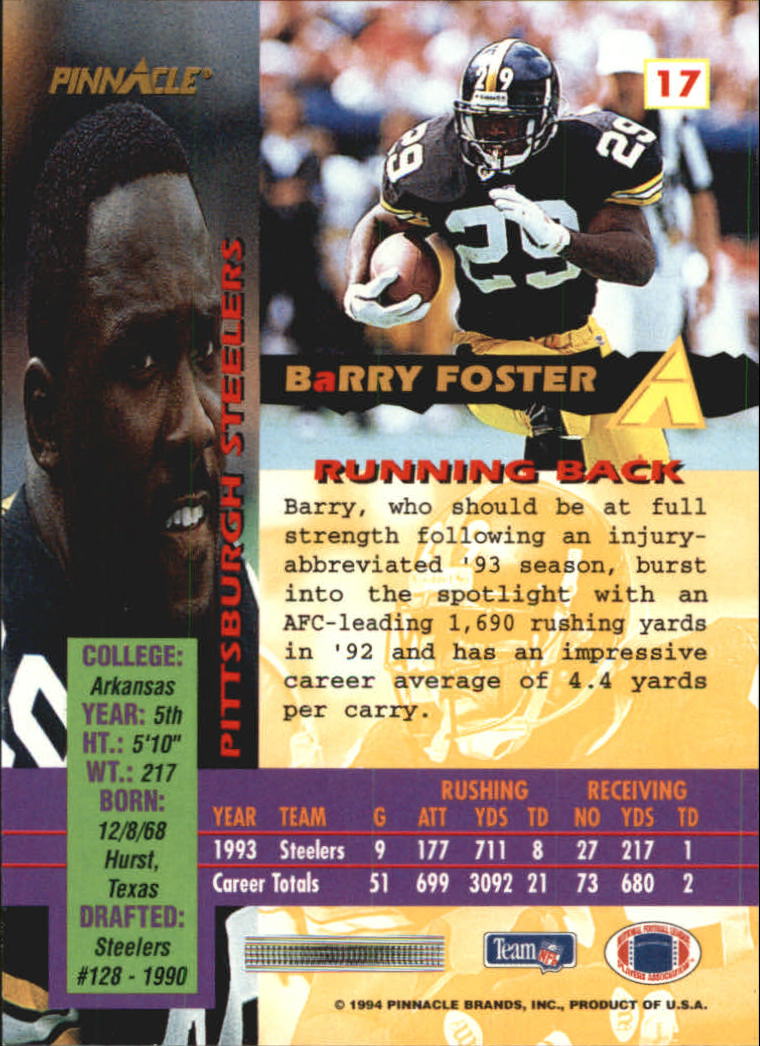 1994 Pinnacle Canton Bound #17 Barry Foster back image