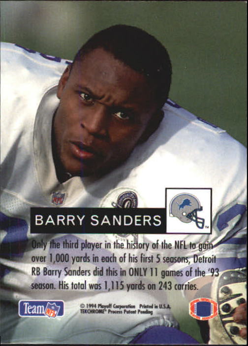 1994 Playoff Prototypes #3 Barry Sanders back image