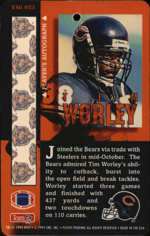 1994 Pro Tags #23 Tim Worley back image