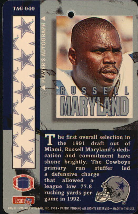 1994 Pro Tags #40 Russell Maryland back image