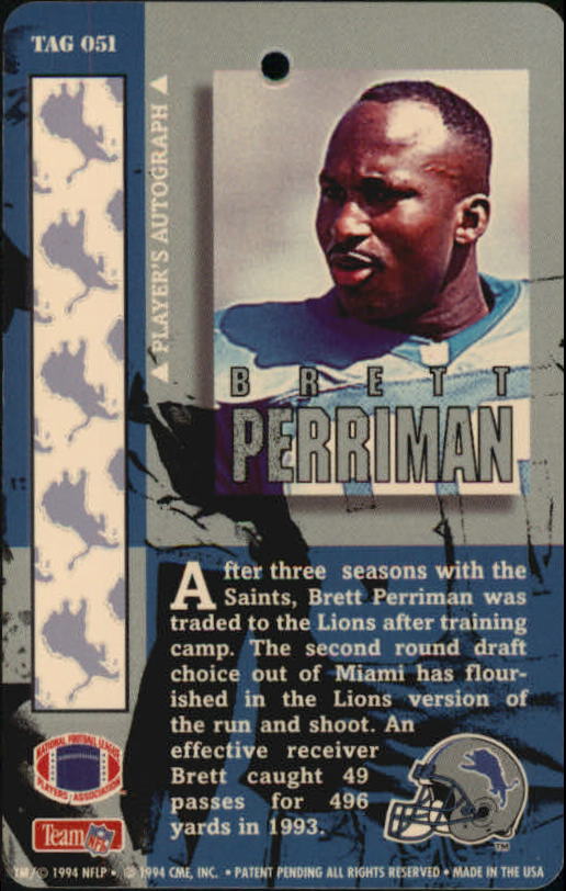 1994 Pro Tags #51 Brett Perriman back image