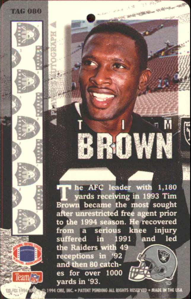 1994 Pro Tags #80 Tim Brown back image