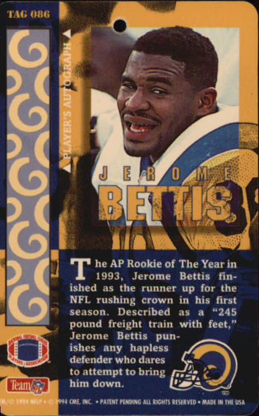 1994 Pro Tags #86 Jerome Bettis back image