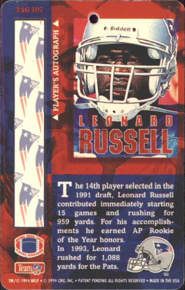 1994 Pro Tags #107 Leonard Russell back image