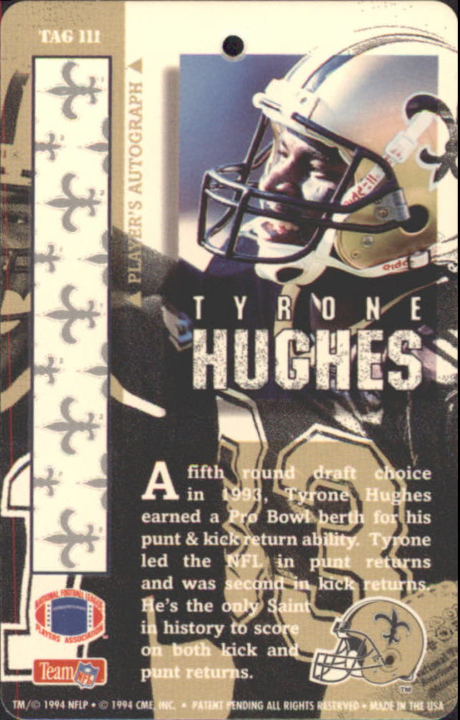1994 Pro Tags #111 Tyrone Hughes back image