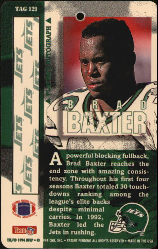 1994 Pro Tags #121 Brad Baxter back image