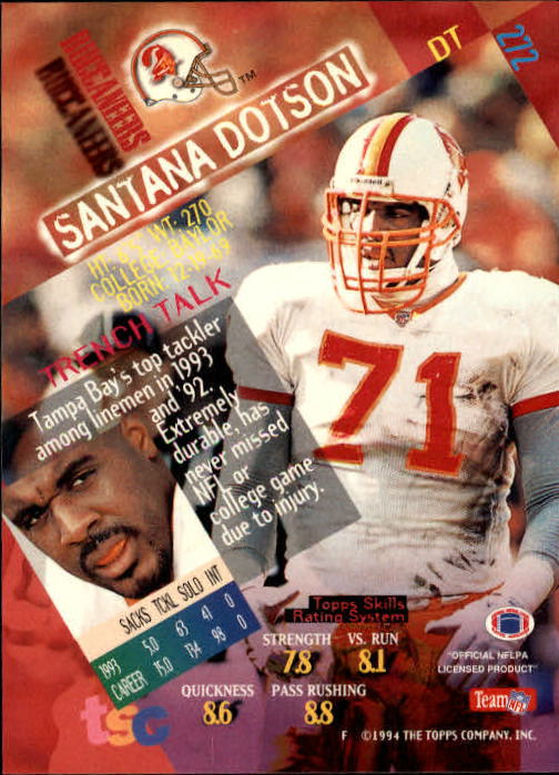 1994 Stadium Club Members Only Parallel #272 Santana Dotson back image
