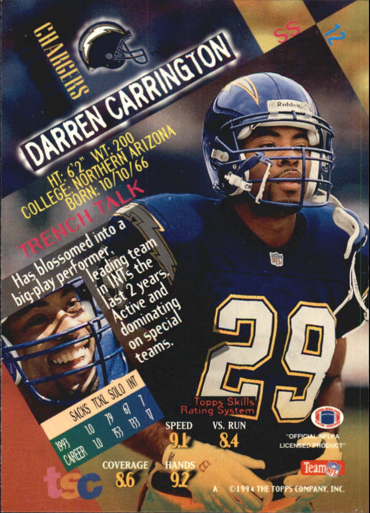 1994 Stadium Club Super Bowl XXIX #12 Darren Carrington back image