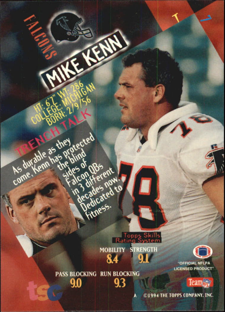 1994 Stadium Club Super Teams Super Bowl #7 Mike Kenn back image