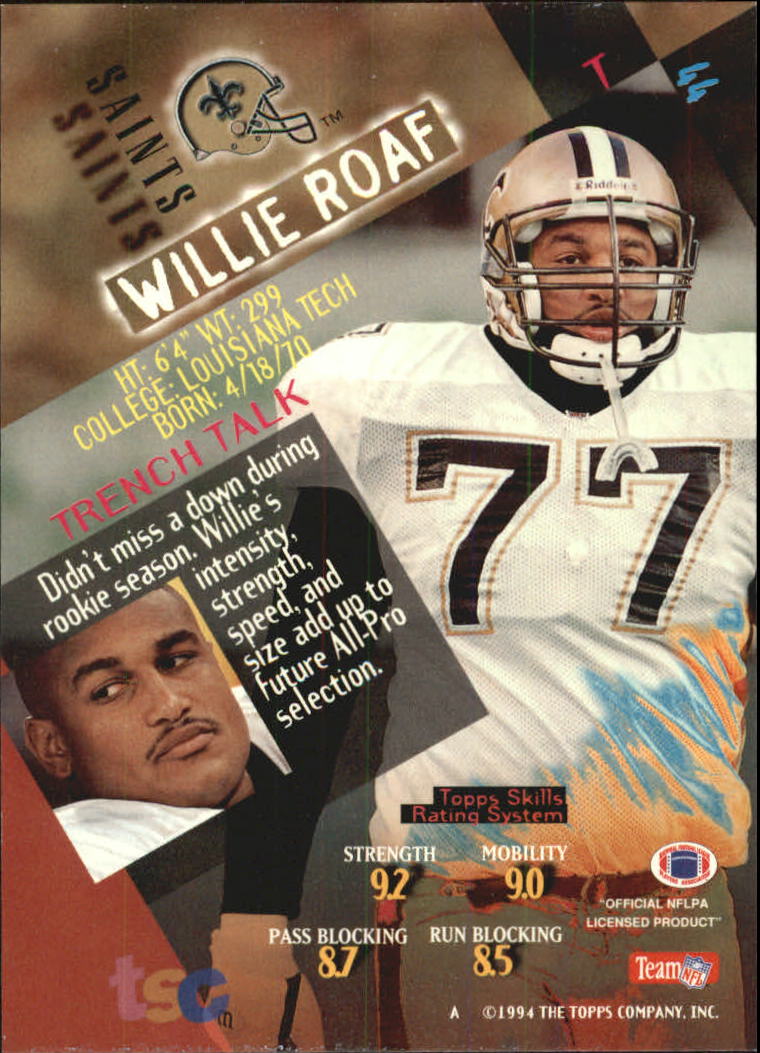 1994 Stadium Club Super Teams Super Bowl #44 Willie Roaf back image