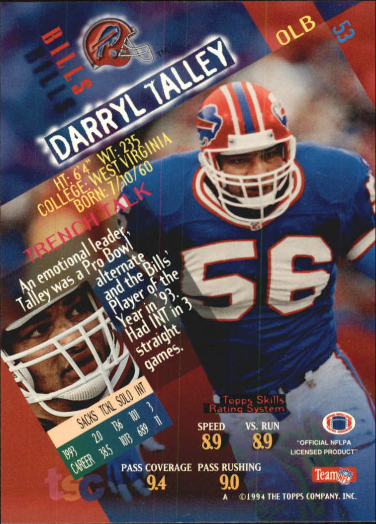 1994 Stadium Club Super Teams Super Bowl #53 Darryl Talley back image