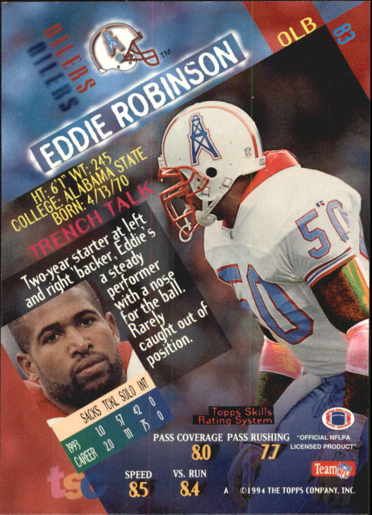 1994 Stadium Club Super Teams Super Bowl #83 Eddie Robinson back image