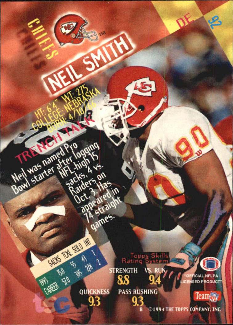 1994 Stadium Club Super Teams Super Bowl #92 Neil Smith back image