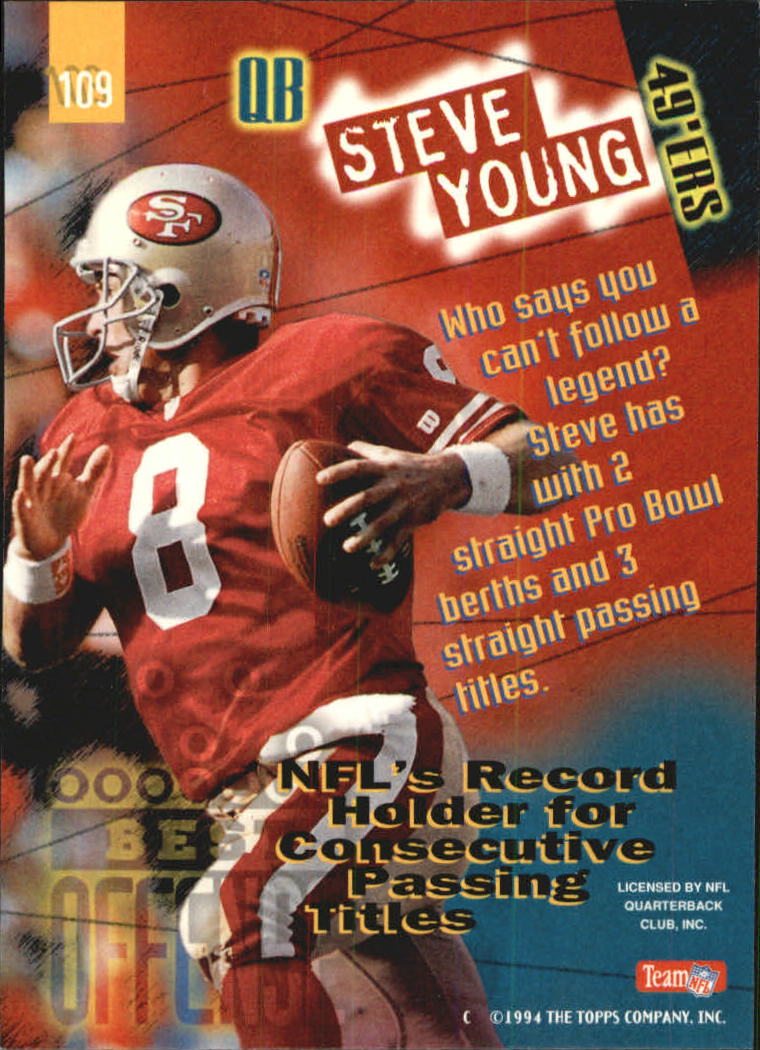 1994 Stadium Club Super Teams Super Bowl #109 Steve Young BO - With Gold SB  Stamp - NM-MT