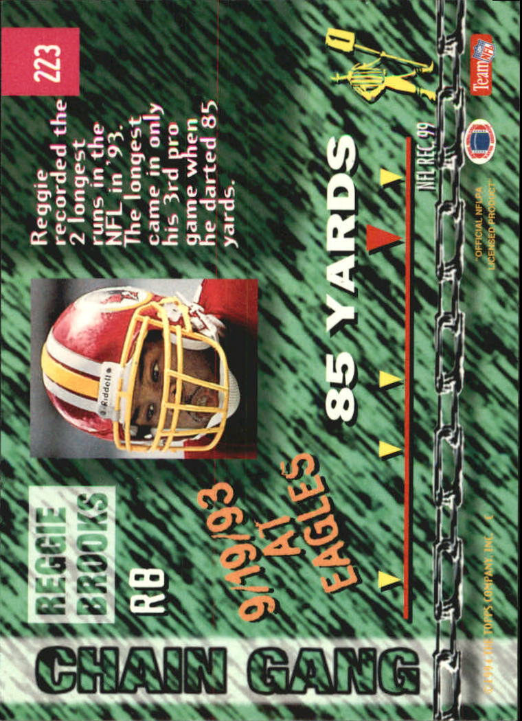 1994 Stadium Club Super Teams Super Bowl #223 Reggie Brooks back image