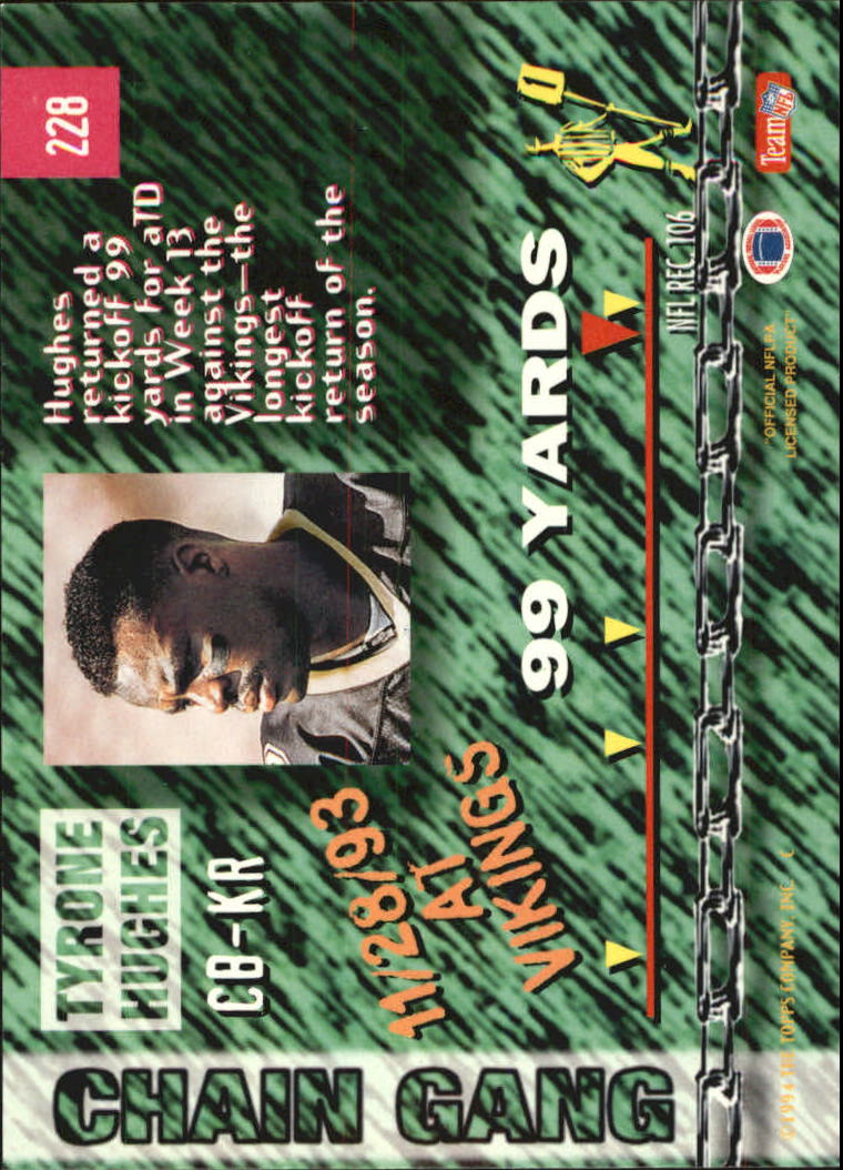 1994 Stadium Club Super Teams Super Bowl #228 Tyrone Hughes back image