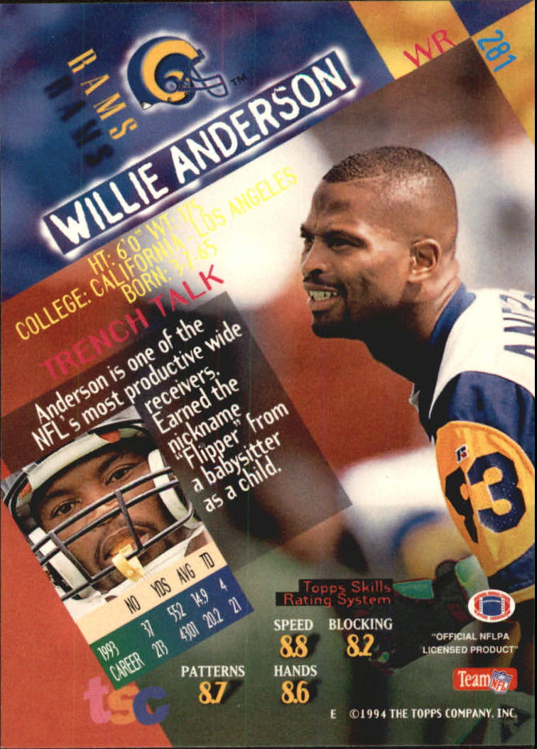 1994 Stadium Club Super Teams Super Bowl #281 Flipper Anderson back image