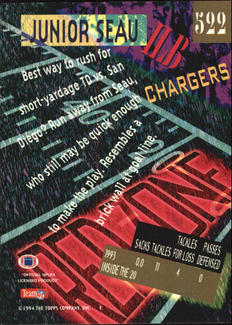 1994 Stadium Club Super Teams Super Bowl #522 Junior Seau RZ back image