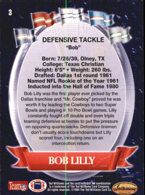 1994 Ted Williams #3 Bob Lilly back image