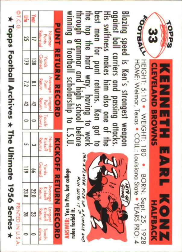 1994 Topps Archives Football 1956 Topps Gold Insert Singles - You Choose - Picture 19 of 68