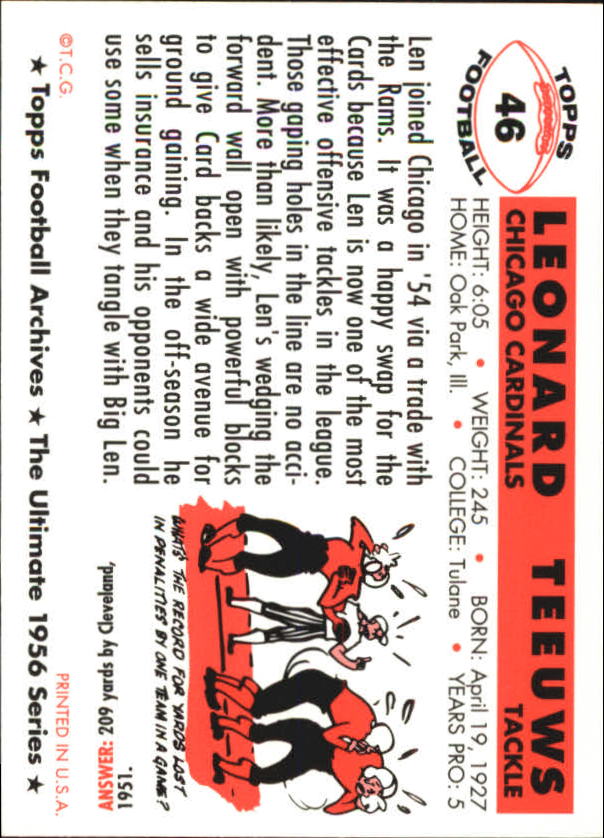 1994 Topps Archives Football 1956 Topps Gold Insert Singles - You Choose - Picture 29 of 68