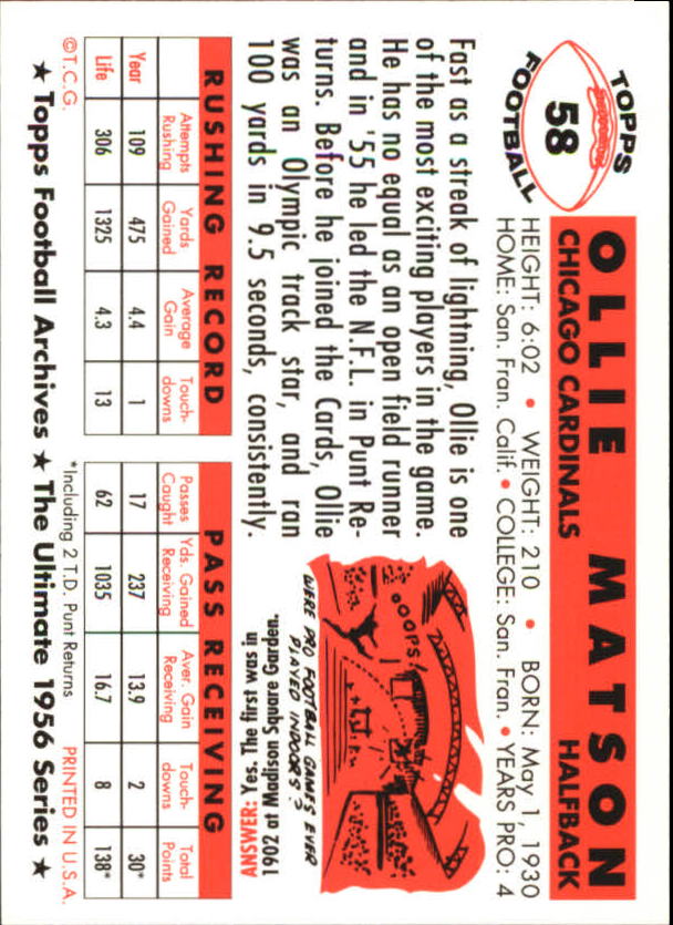 1994 Topps Archives Football 1956 Topps Gold Insert Singles - You Choose - Picture 34 of 68