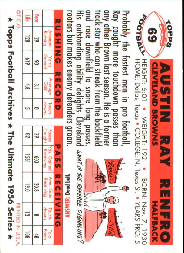 1994 Topps Archives Football 1956 Topps Gold Insert Singles - You Choose - Picture 40 of 68