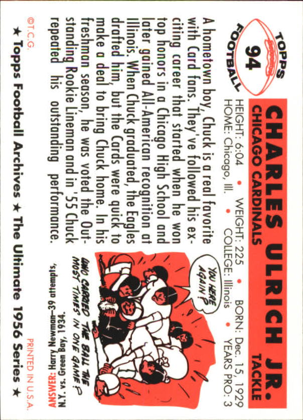 1994 Topps Archives Football 1956 Topps Gold Insert Singles - You Choose - Picture 52 of 68