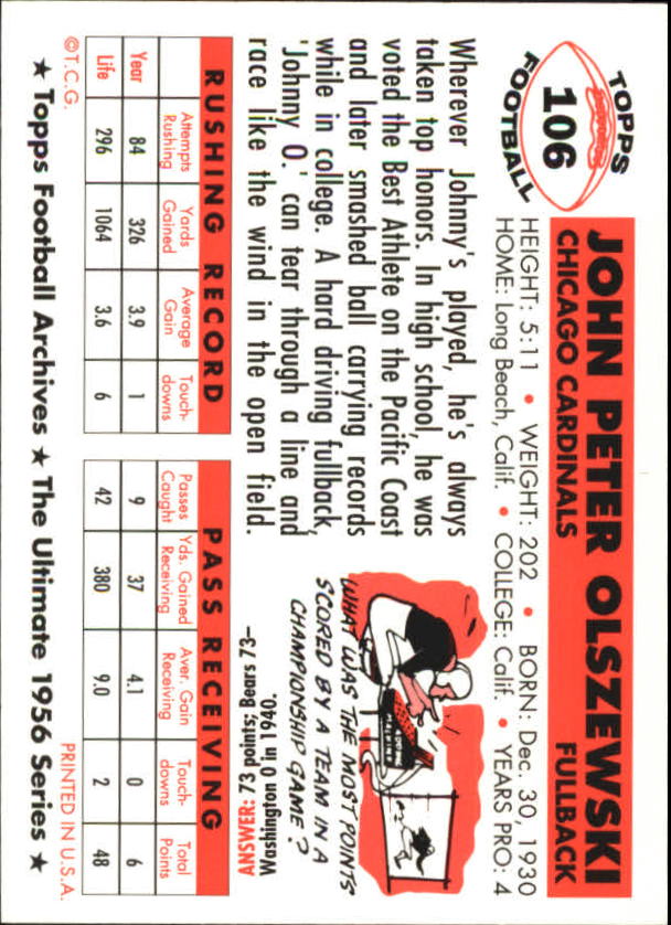 1994 Topps Archives Football 1956 Topps Gold Insert Singles - You Choose - Picture 58 of 68
