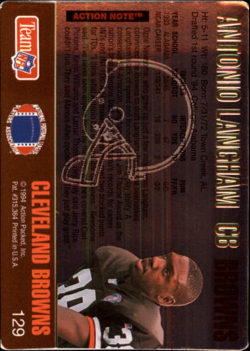 1994 Action Packed #129 Antonio Langham RC back image