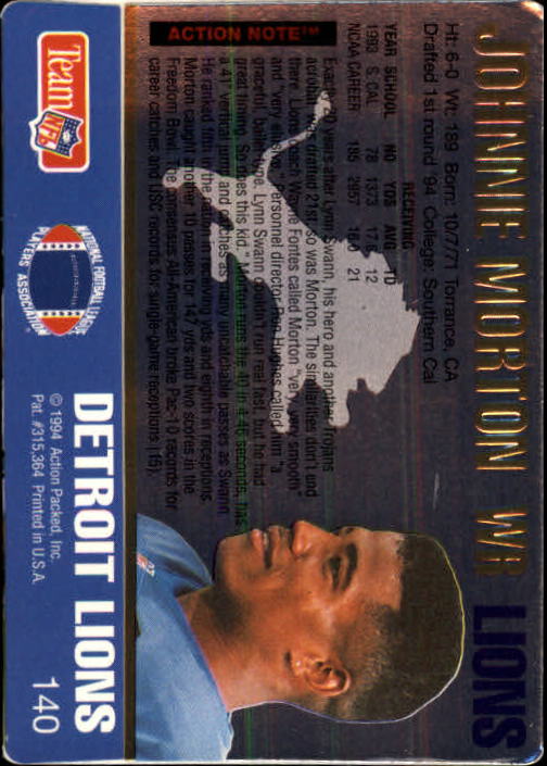 1994 Action Packed Johnnie Morton - Detroit Lions