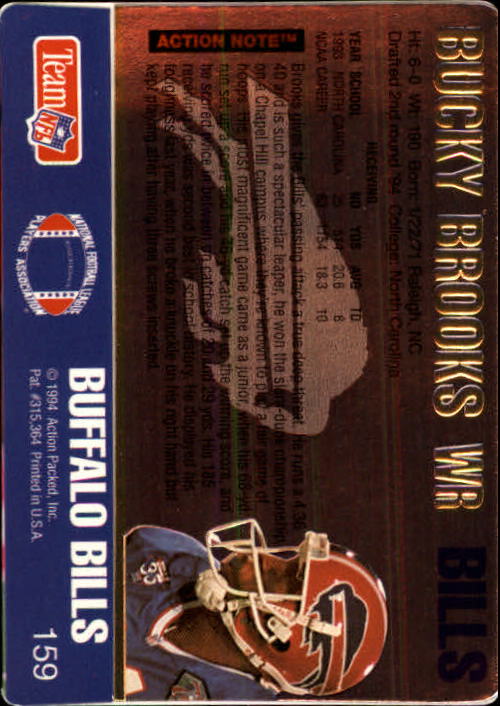 1994 Action Packed #159 Bucky Brooks RC back image