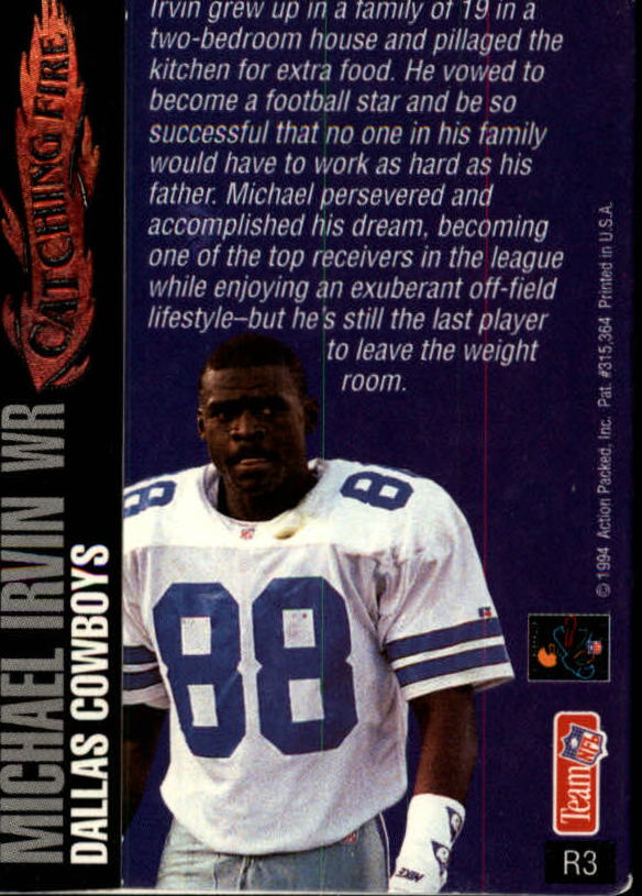 1994 Action Packed Catching Fire #R3 Michael Irvin - NM-MT - Ziggy's  Eastpointe Sportscards