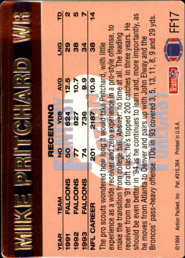 1994 Action Packed Football "Insert and Prototype" Cards - Picture 38 of 156