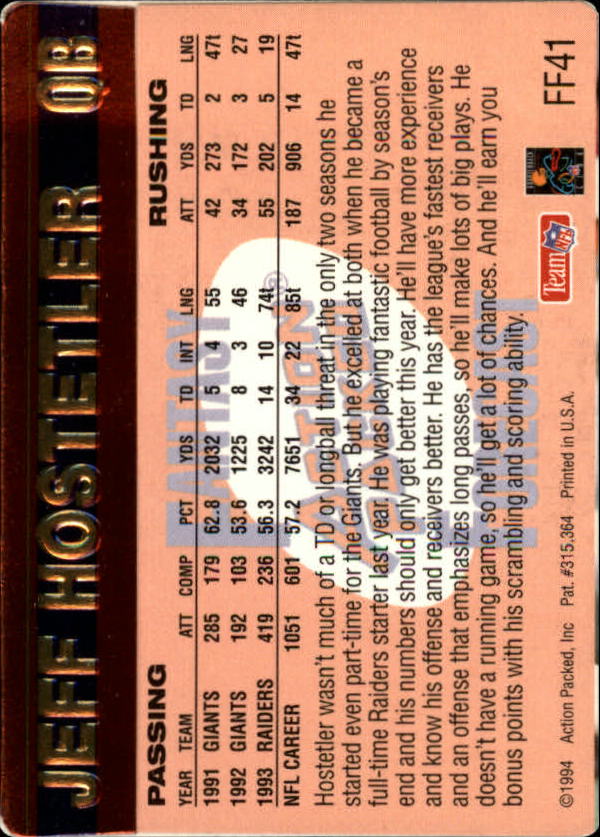 1994 Action Packed Football "Insert and Prototype" Cards - Picture 70 of 156
