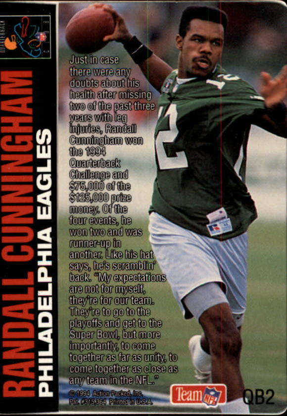 1994 Action Packed Quarterback Club #QB2 Randall Cunningham - NM