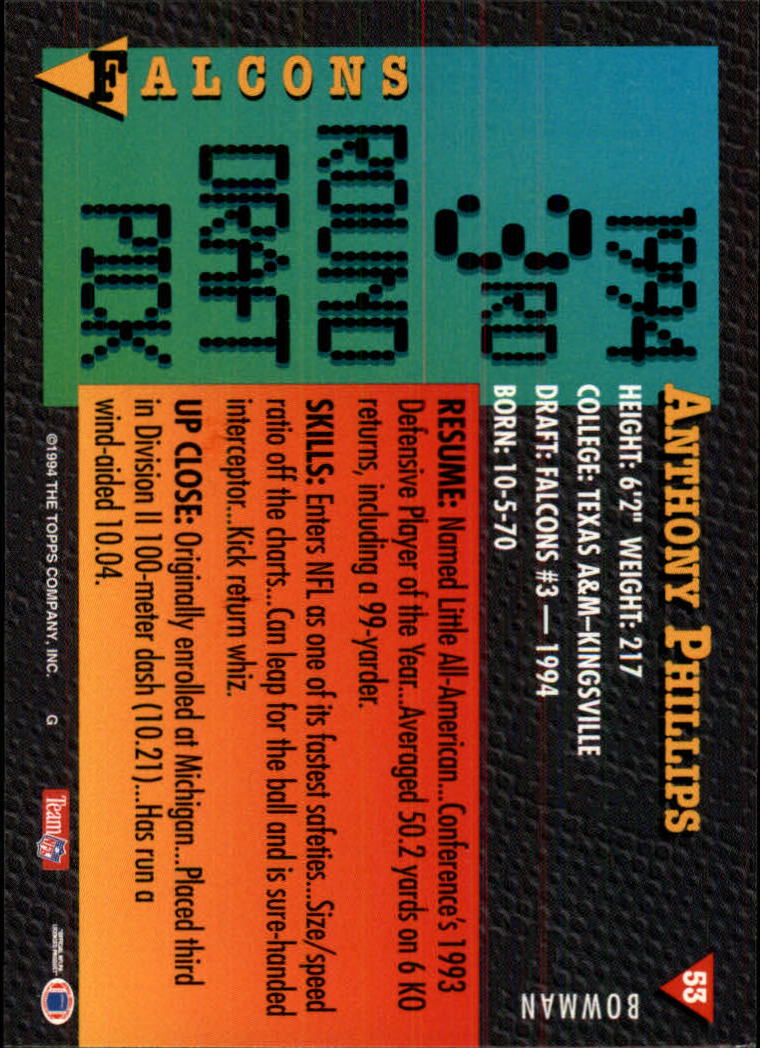 A6919- 1994 Bowman Football Card #s 1-249 +Rookies -You Pick- 15+ FREE US SHIP - Picture 103 of 465