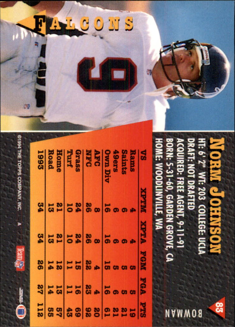 A6919- 1994 Bowman Football Card #s 1-249 +Rookies -You Pick- 15+ FREE US SHIP - Picture 159 of 465