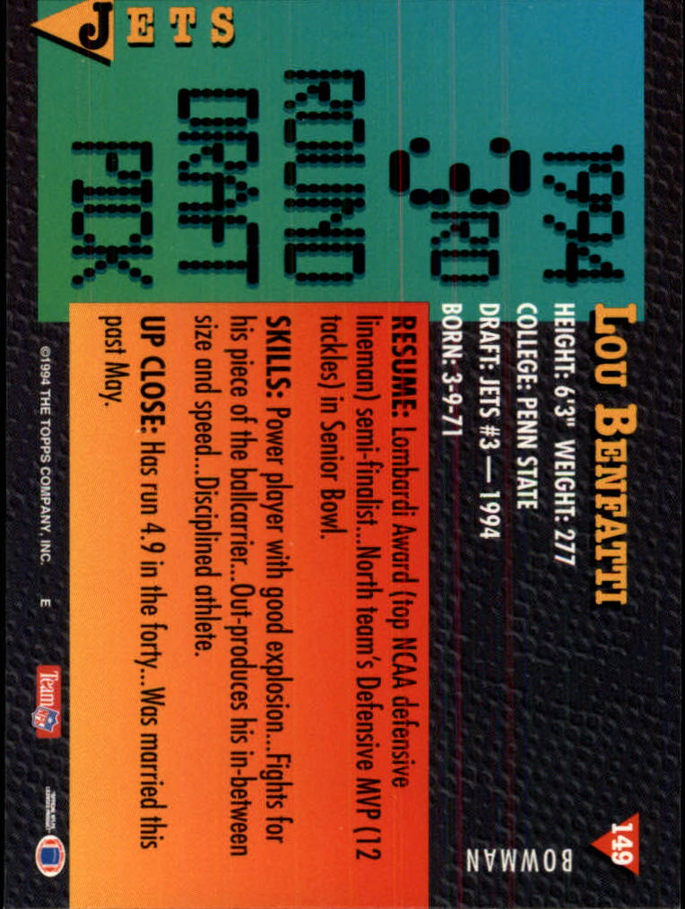 A6919- 1994 Bowman Football Card #s 1-249 +Rookies -You Pick- 15+ FREE US SHIP - Picture 275 of 465